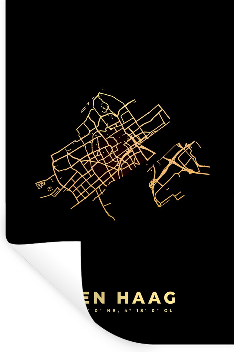Muurstickers - Sticker Folie - Den Haag - Plattegrond - Stadskaart - Nederland - Kaart - 4