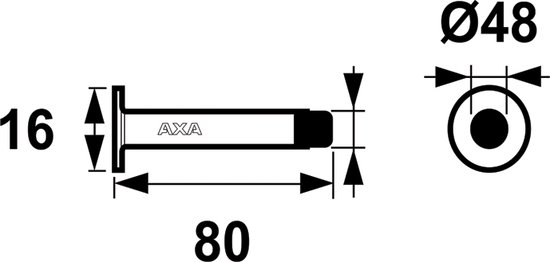 AXA Deurstopper (model WS16) Geborsteld RVS met rubber (Zwart): Wandmontage. - Axa