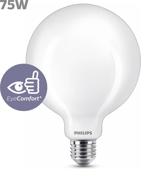 stykke Ventilere kun Philips Glass Globe LED E27 - 8.5W (75W) - Warm Wit Licht - Niet Dimbaar |  bol.com