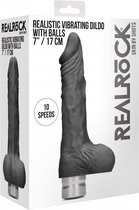 Realrock 7-17 cm Vibrating Dildo With Balls - Black - Realistic Vibrators black