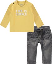 Noppies - Imps&elfs -Kledingset - 2delig - broek denim grijs - shirt geel met applicatie - Maat 62