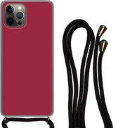 Coque avec cordon iPhone 13 Pro Max - Marron - Rouge - Motifs - Siliconen - Bandoulière - Coque arrière avec cordon - Coque pour téléphone avec cordon - Coque avec corde