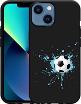 Geschikt voor Apple iPhone 13 Mini Hoesje Zwart Soccer Ball - Designed by Cazy