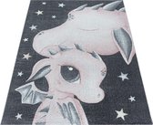 Tapis pour enfants à poil ras Motif de Dragon bébé dinosaure Pink