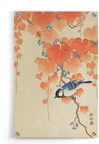 Walljar - Ohara Koson - Great Tit On Paulownia Branch - Muurdecoratie - Plexiglas schilderij