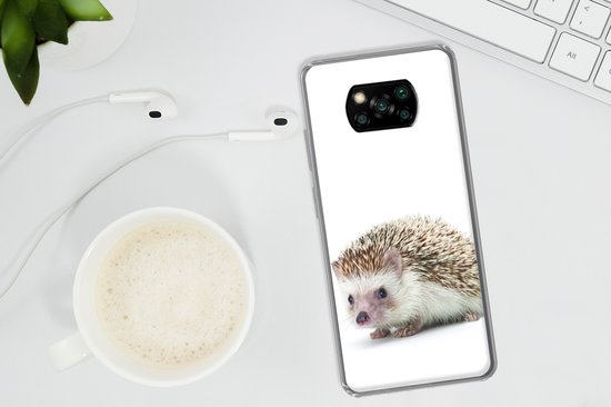 Telefoonhoesje Geschikt voor Xiaomi Geschikt voor Poco X3 NFC hoesje - Egel - Dieren - Wit - Siliconen Telefoonhoesje Telefoonhoesje