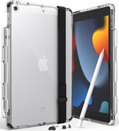 Ringke Fusion+ Geschikt voor Apple iPad 10.2 (2019/2020/2021) Hoes Schokbestendig Transparant + Handstrap Zwart en Bumpers Wit/Zwart