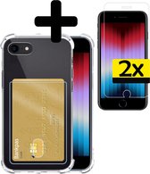 iPhone 11 Pro Max Hoesje Pasjeshouder Case Met 2x Screenprotector - iPhone 11 Pro Max Pasjeshouder Card Case Hoesje Met 2x Screenprotector - Transparant