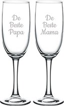 Gegraveerde Champagneglas 16,5cl De Beste Mama-De Beste Papa