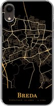 Geschikt voor iPhone XR hoesje - Breda - Plattegrond - Goud - Zwart - Siliconen Telefoonhoesje - Stadskaart