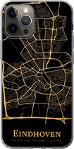 Geschikt voor iPhone 12 Pro hoesje - Eindhoven - Stadskaart - Goud - Siliconen Telefoonhoesje