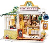 Flanner® Miniatuur Bouwpakket Light Music Café Bar – Houten Modelbouw Pakket - Poppenhuis Uitbreiding