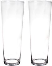 2x Conische vaas glas 50 cm - boeketvaas glas conisch - 2 stuks