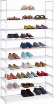 Relaxdays schoenenrek modulair - open schoenenkast - 10 etages - schoenen organizer - wit