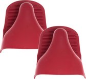 Set de 2x gant de cuisine / gant de cuisine en silicone rouge 9 x 12,5 cm - Manique - Gant de cuisine