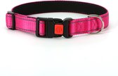 Halsband hond - reflecterend - roze - maat XS - oersterk - waterdicht - hondenhalsband - met veiligheidssluiting - geschikt voor iedere hondenriem - voor kleine hondjes