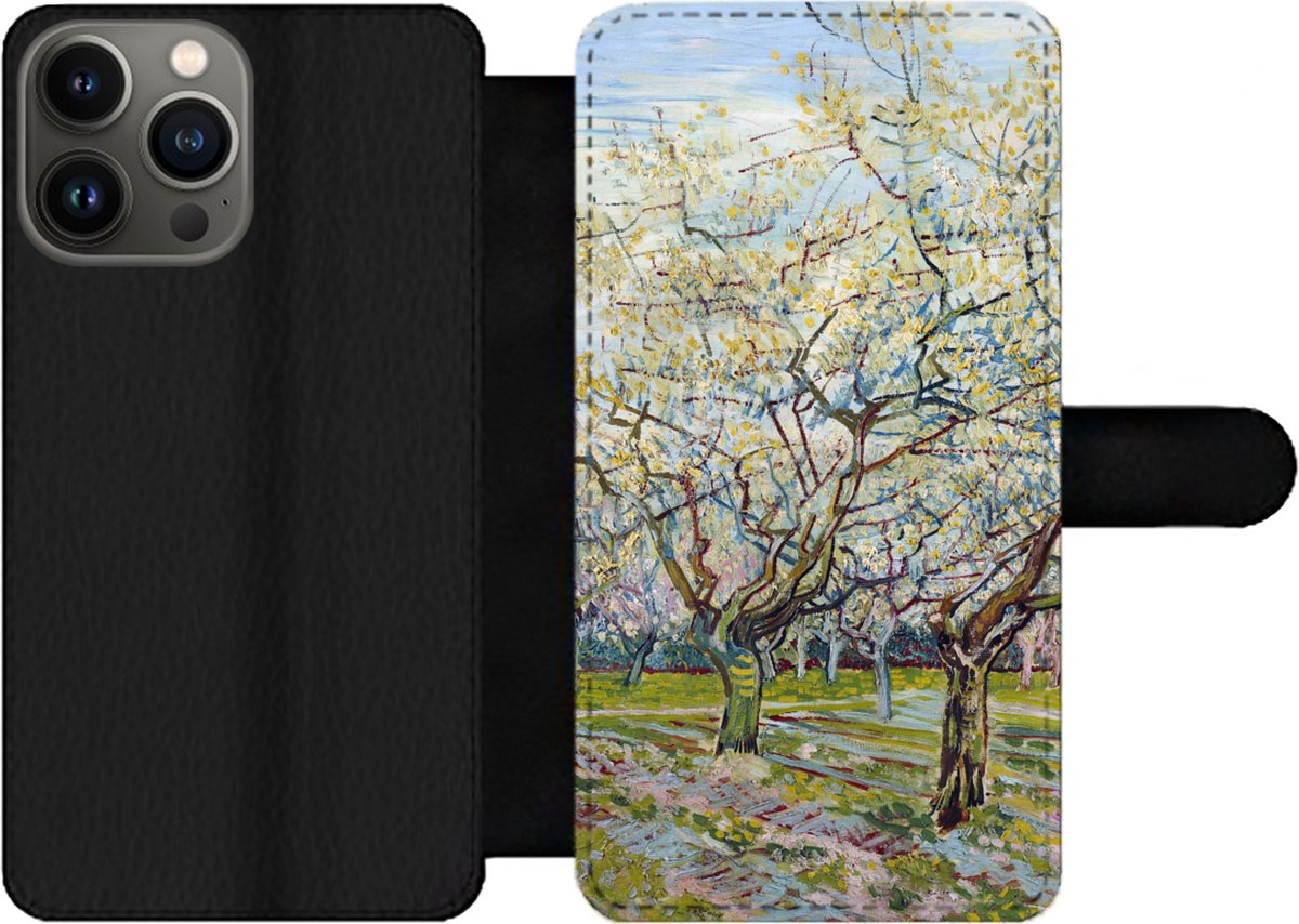 Telefoonhoesje Geschikt voor iPhone 13 Pro Max telefoonhoesje - Boomgaard in bloei - Vincent van Gogh - Met vakjes - Wallet case met magneetsluiting