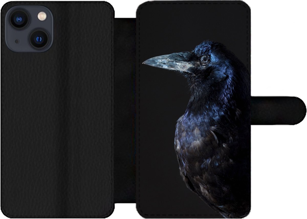 Telefoonhoesje Geschikt voor iPhone 13 telefoonhoesje - Vogel - Dieren - Zwart - Met vakjes - Wallet case met magneetsluiting