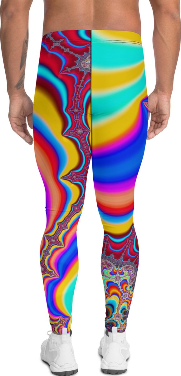 II THE MOON Sport Legging heren top kwaliteit, wordt per bestelling geprint, gesneden en handgenaaid met unieke RETRO print ontworpen door MOON