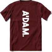 A'Dam Amsterdam T-Shirt | Souvenirs Holland Kleding | Dames / Heren / Unisex Koningsdag shirt | Grappig Nederland Fiets Land Cadeau | - Burgundy - L