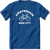 Amsterdam Bike City T-Shirt | Souvenirs Holland Kleding | Dames / Heren / Unisex Koningsdag shirt | Grappig Nederland Fiets Land Cadeau | - Donker Blauw - XXL