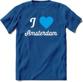 I Love Amsterdam T-Shirt | Souvenirs Holland Kleding | Dames / Heren / Unisex Koningsdag shirt | Grappig Nederland Fiets Land Cadeau | - Donker Blauw - L
