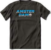 Amsterdam T-Shirt | Souvenirs Holland Kleding | Dames / Heren / Unisex Koningsdag shirt | Grappig Nederland Fiets Land Cadeau | - Donker Grijs - XXL