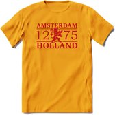 Amsterdam T-Shirt | Souvenirs Holland Kleding | Dames / Heren / Unisex Koningsdag shirt | Grappig Nederland Fiets Land Cadeau | - Geel - M