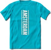 Amsterdam T-Shirt | Souvenirs Holland Kleding | Dames / Heren / Unisex Koningsdag shirt | Grappig Nederland Fiets Land Cadeau | - Blauw - L