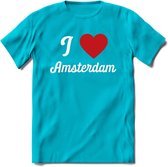 I Love Amsterdam T-Shirt | Souvenirs Holland Kleding | Dames / Heren / Unisex Koningsdag shirt | Grappig Nederland Fiets Land Cadeau | - Blauw - XXL