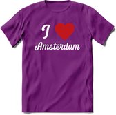 I Love Amsterdam T-Shirt | Souvenirs Holland Kleding | Dames / Heren / Unisex Koningsdag shirt | Grappig Nederland Fiets Land Cadeau | - Paars - XL