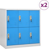 Lockerkasten 2 st 90x45x92,5 cm staal lichtgrijs en blauw