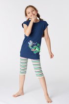 Woody pyjama meisjes/dames - marineblauw - krokodil - 221-1-POS-S/874 - maat 104