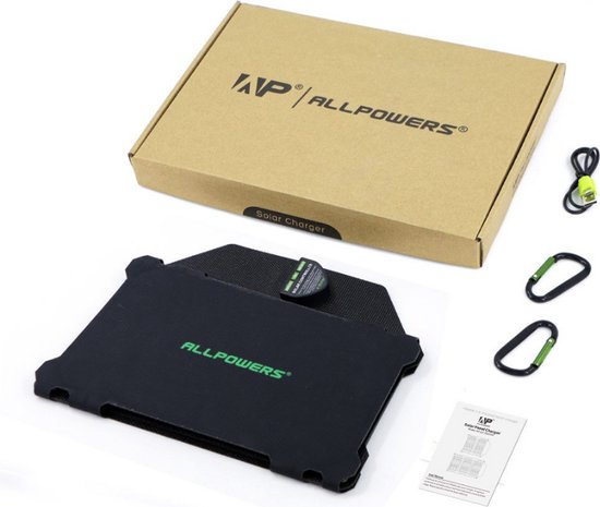 Allpowers Zonnepaneel, 60 W, draagbaar, lichtgewicht, outdoor, oplader voor alle mobiele telefoons, camera's, tablets, bluetooth luidsprekers Allpowers Zonnepaneel, 60 W, draagbaar, lichtgewicht, outdoor, oplader voor alle mobiele telefoons, camera's, tablets, bluetooth luidsprekers