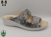 Franken schühe dames slipper, F103 grijs/zilver, K-Breedte, Maat 38