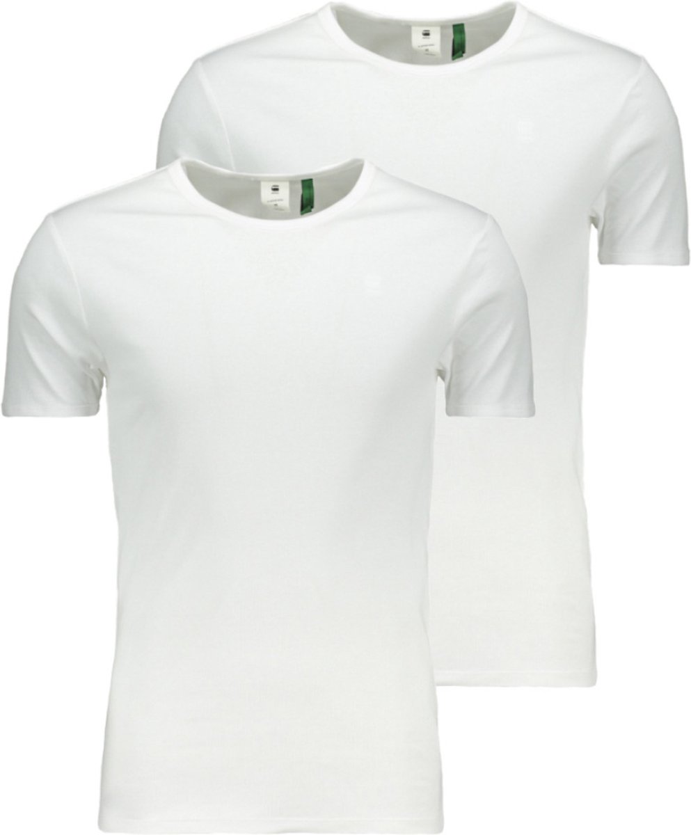 G-Star RAW Heren T-Shirt 2er Pack Basic regular fit L Ronde Hals Volwassenen Wit
