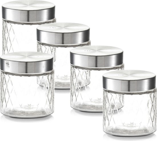 5x Verres de conservation / bocaux de conservation en verre 750 ml vérifié 11 x 12 cm - Zeller - Ustensiles de cuisine - Bocaux de conservation / bocaux de conservation - Conservation / conservation des Consservation alimentaire