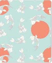 Muismat - Mousepad - Patroon - Vis - Japan - Dier - 19x23 cm - Muismatten