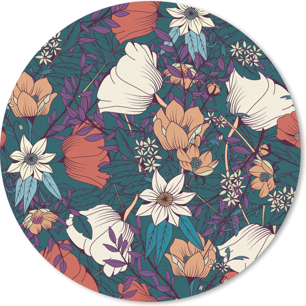 Muismat rond 30x30 cm - Mousepad Botanisch - Vintage - Bloemen - Ronde muismatten