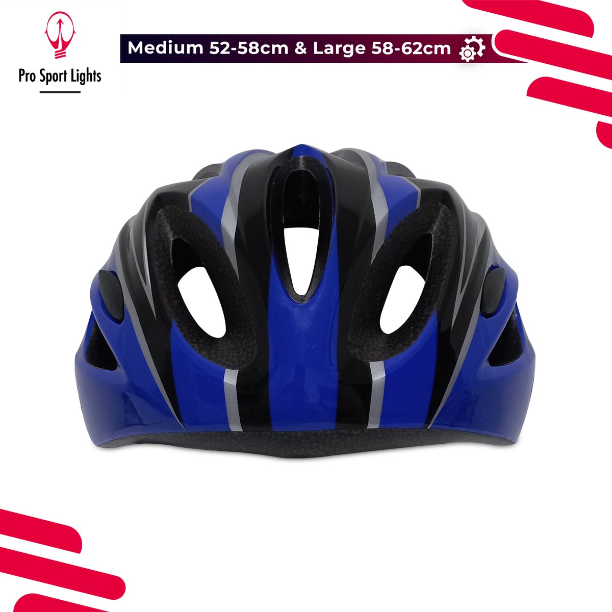 CASQUE VELO HOMME/FEMME Pro Sport Lights - Bleu/Noir - Medium 52/58cm