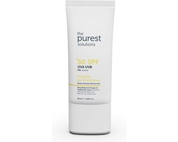 The Purest Solutions Invisible UV Protection Daily Intensive Moisturizer SPF 50+ | Vegan | Hyaluronzuur + Shea boter | > 8 uur Zonnebescherming | Alle huidtypes | Huidveroudering | Vermoeide huid