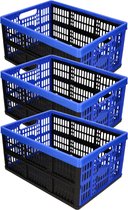 3x caisses pliantes/caisses pliantes noir/bleu 48 x 35 x 24 cm - caisses pliantes - capacité 32 litres