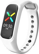 Siliconen Smartwatch bandje - Geschikt voor Oppo band siliconen bandje - wit - Strap-it Horlogeband / Polsband / Armband - Oppo band siliconen band