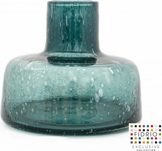 Design Vaas Utopia - Fidrio SEAGREEN - glas, mondgeblazen bloemenvaas - diameter 8 cm hoogte 21 cm