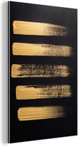 Décoration murale Métal - Peinture Aluminium Industriel - Motif de peinture dorée sur fond noir - 100x150 cm - Dibond - Photo sur aluminium - Décoration murale industrielle - Pour le salon/chambre