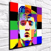 Pop Art Elvis Presley XL Acrylglas XL - 100 x 100 cm op 10 mm dik Acrylaat glas + Inox Spacers / RVS afstandhouders - Popart Wanddecoratie