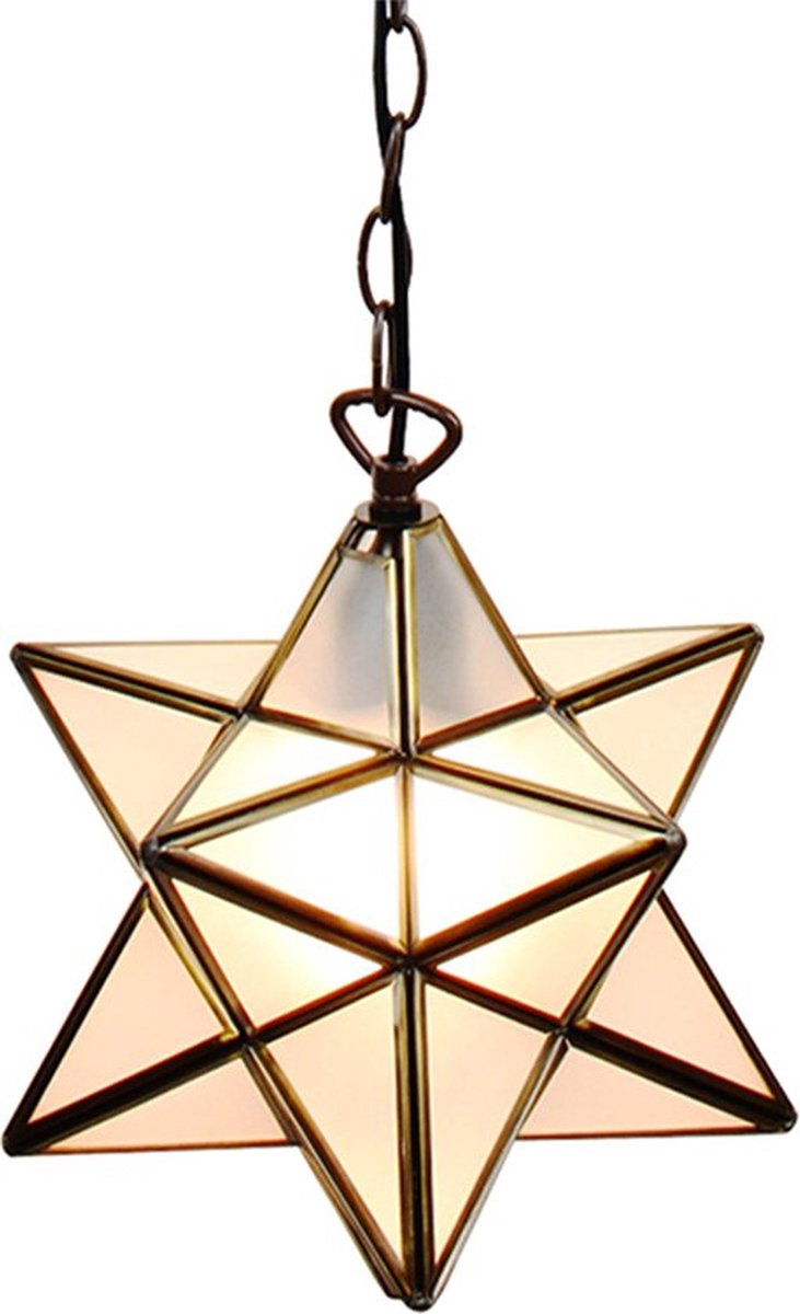 LumiLamp Hanglamp Tiffany Ø 31*31*145 cm E27/max 1*60W Wit Glas, Metaal Hanglamp Eettafel Hanglampen Eetkamer