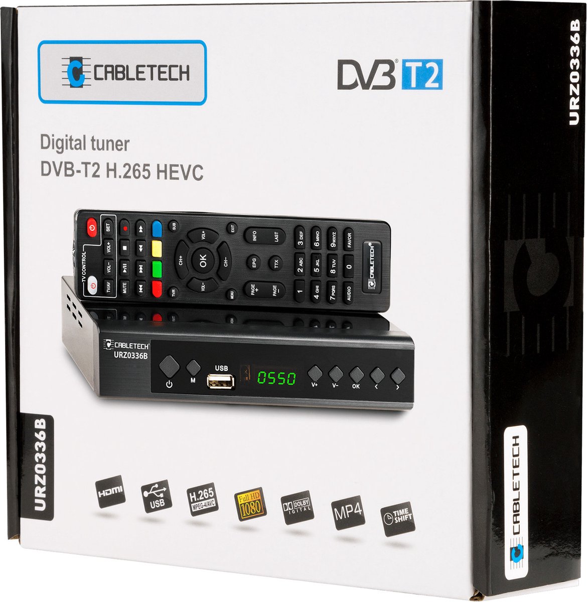 Cabletech DVBT2 HEVC H.265 tuner ideaal voor ontvangst van het nieuwe