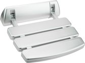 PrimeMatik - Opklapbare douchestoel. Klapstoel voor ouderen in plastic en zilver aluminium 350x348mm