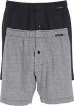 SCHIESSER Cotton Essentials boxershorts wijd (2-pack) - tricot - zwart en fijn gestreept - Maat: S